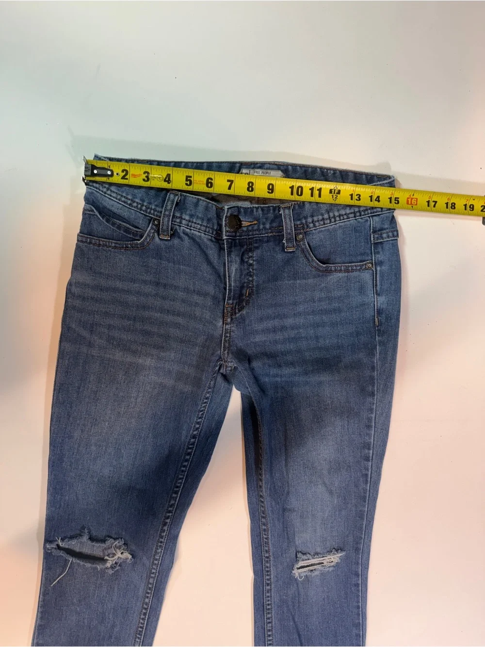 Free People Mid Blue Distressed Skinny Jeans